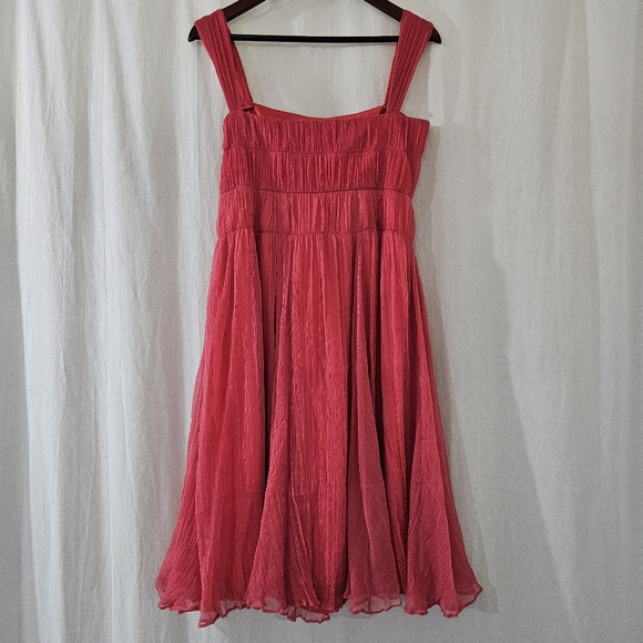 Zara Square Neck Midi Bow Dress in Red-Pink Women’s Size M - Picture 2 of 3